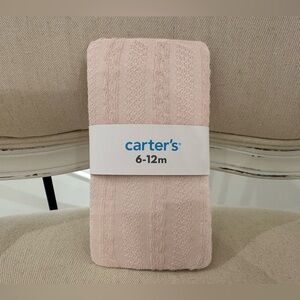🦢 6~12 Mth Carter's Soft Pink Pattern Knit Baby Tights NWT